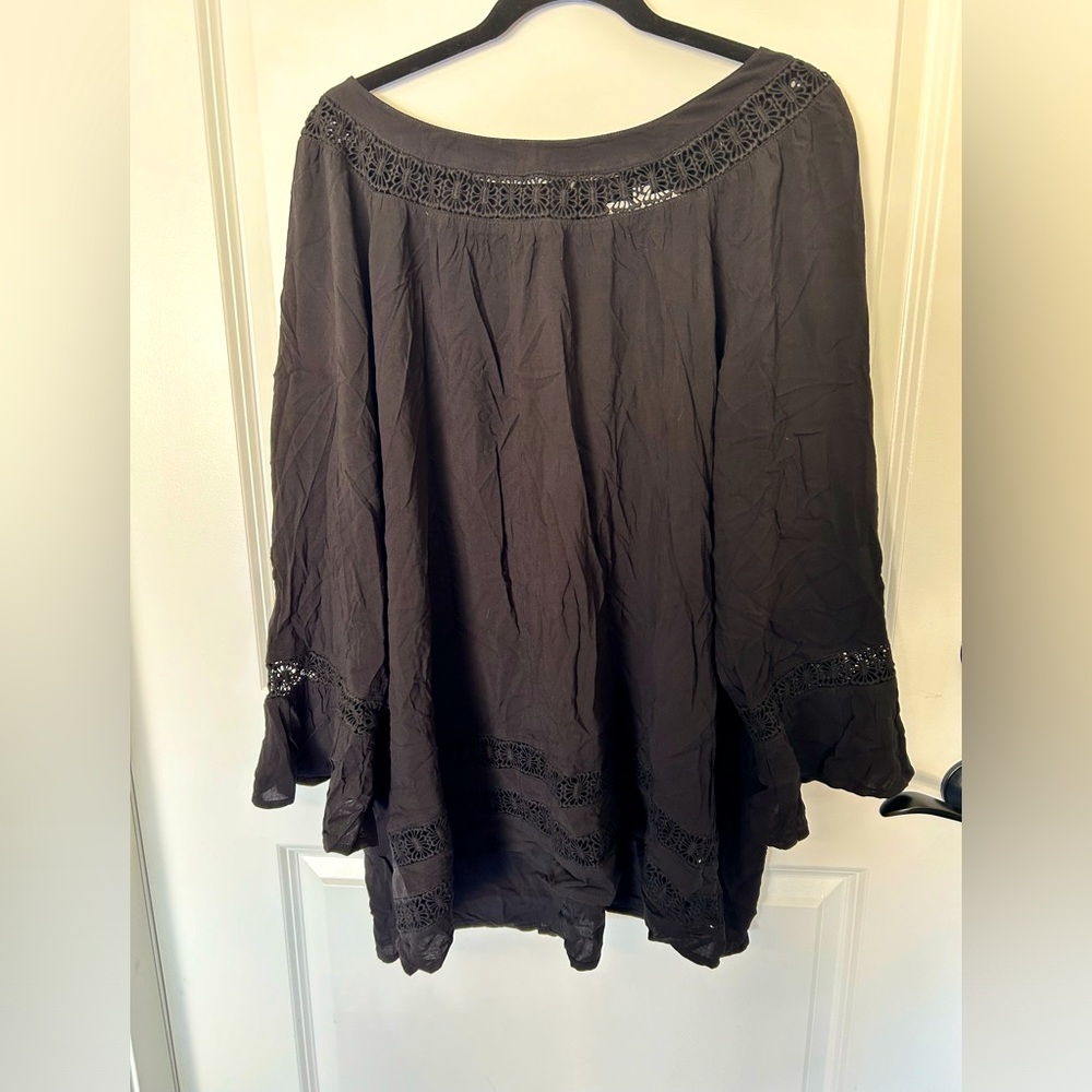 Honey Punch Plus Size 3X Black Off-the-Shoulder Boho Top
